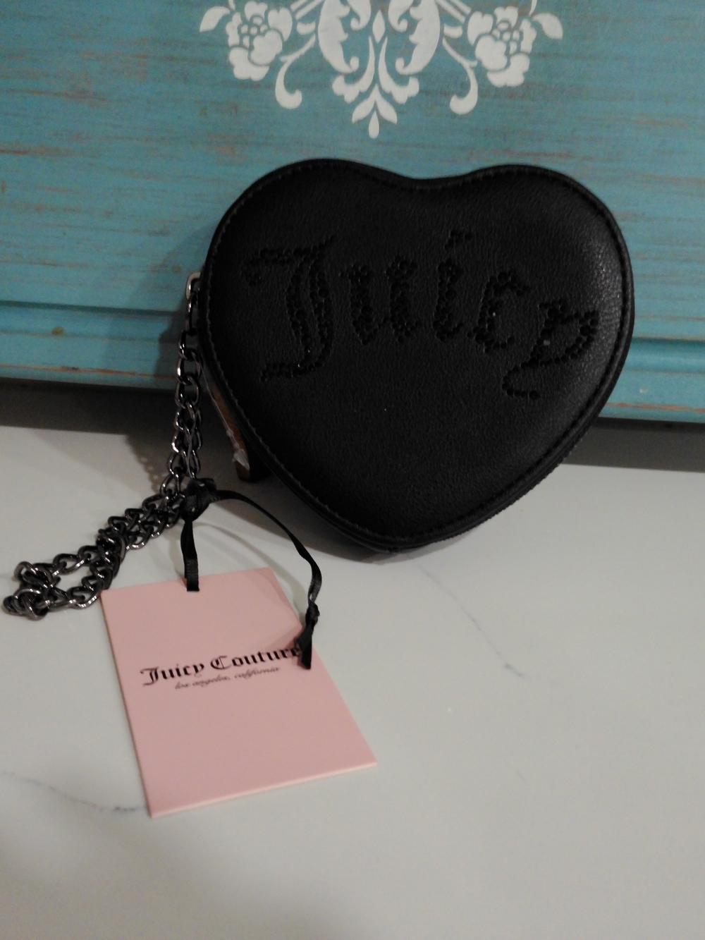 Juicy Couture Black Heart Wristlet Bag